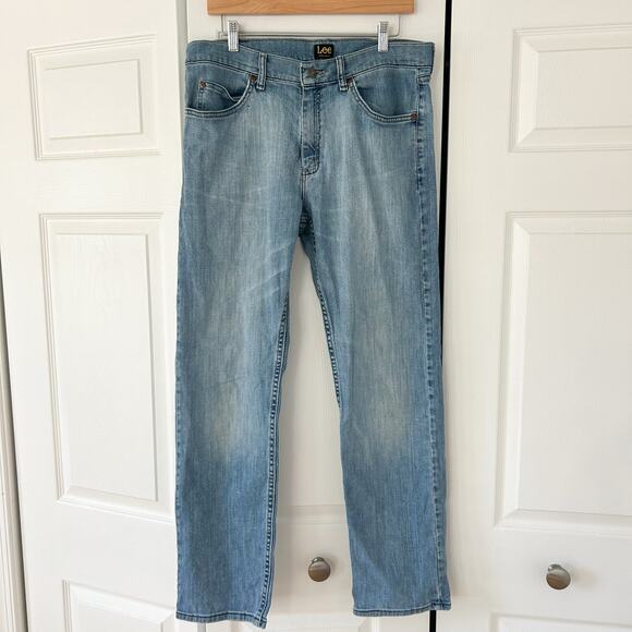 Lee Regular Fit Light Wash Jeans Men’s 33x32 Straight Leg Denim Pants - Picture 6 of 8
